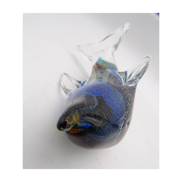 Murano Dolphin Figurine Crystal Glass Blown Paperweight Multicolor Ocean Tropic - Picture 7 of 9